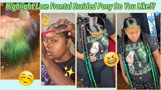Tutorial: To Do Lace Frontal Braided Ponytail~ Highlight Color Hair Extensions #Elfinhair