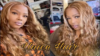Beautiful Highlighted Body Wave Honey Blonde 13X5X1 Lace Frontal Wig! Unice Hair
