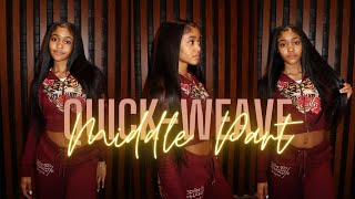 How To: Middle Part Quick-Weave With Leave Out | Ft Unice Hair Review