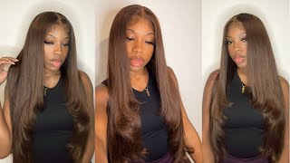 Chocolate Brown Feathered Layer Frontal Wig| Step By Step Install| Alipearl Hair