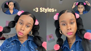Bubble Ponytail On Natural Hair | 3 Cute & Easy Styles