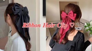 Korea Elegant Long Bow Ribbon Large Hair Clip Shopee // : Philippines