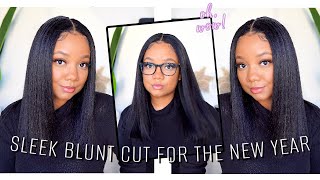 Only $127  New Year Look! | I Cut My Hair!? | Beginner Friendly Sleek Blunt Cut | Julia Hair