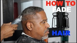 How To Fade Gray Hair In 10 Minutes | Mid Bald Fade Detachables Blades Only