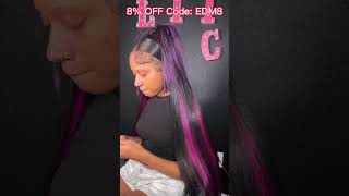 Upcoming Hair Trends: Quick Weave Purple Highlight Straight Hair W/Claw Clips Ft.#Elfinhair Review