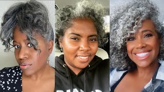 Shiny Natural Hairstyles // Gray Hair Extension Styles