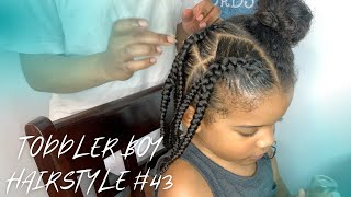 Toddler Boy Hairstyle 43 | Three Layer Braid Style | Protective Hairstyle | Curly Hair Routine