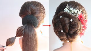 New Bubble Bun Hairstyle For Ladies | Hairstyle For Saree