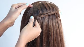 Easy New Waterfall Hairstyle For Girls | Open Hair Hairstyle