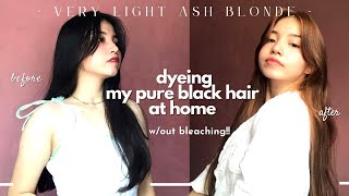 Dyeing My Pure Black Hair Into Very Light Ash Blonde At Home (No Bleach!!)  | Sheryl Gabay