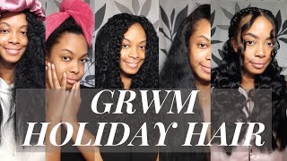 Grwm Holiday Hairstyles / Braids, Curls Waves On Long Natural Hair / 3 Day Process