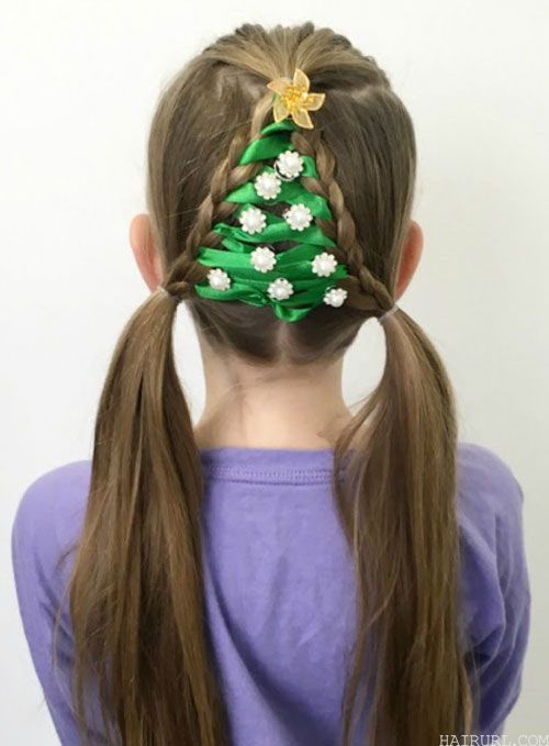 Ribbon-Christmas hairstyle