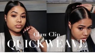 Claw Clip Half Up Half Down Quickweave Tutorial | Candace Jenet