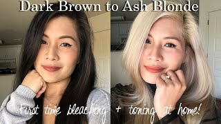 First Time Bleaching My Hair At Home! Dark Brown To Ash Blonde Using Brad Mondo'S Guide