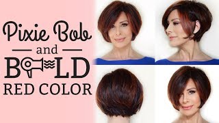 Pixie Bob Blowout & Style Options + Bold Red Color | Dominique Sachse