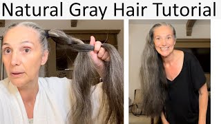 Natural Gray Hair Transformation | Over 50 Hairstyles | Get Ready With Me, Skincare | Long Gray Hair