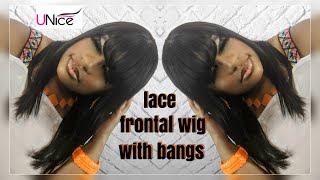 Natural Looking Lace Frontal Wig With Bangs | Unice Hair Amazon