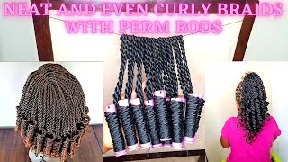 How To Curl Braids With Perm Rods For Beginners/Loose Curly Braids Tutorial/Curly Braided Wig Styles