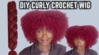 I'M Shook  Curly Crochet Wig Using Braiding Hair For Beginners #Crochetwig #Curlycrochetwig #Wi