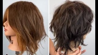 Medium Length Layered Bob Cut & Shaggy Bob Haircut For Women | Great Cutting Techniques With Razor