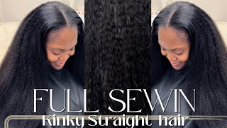 Full Sewin With Leave Out Using Only Two Bundles 22" Kinky Straight Hair | Paparazzi Allure