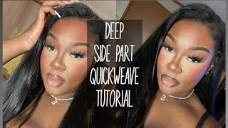 Deep Side Part Quickweave Tutorial!  | Extremely Detailed, And Beginner Friendly! Erica Danley