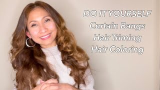Diy Curtain Bangs, Trimming & Coloring - Hair Makeover