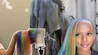How To: Do Silver Water Color On 30" 613 Wig With Rainbow Tips (No Bleach)