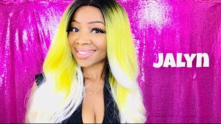 #35 - New Jalyn Zury Sis Sister 360 Lace H Lacefront Free Part Wig 3T Yellow 613 Blonde & Nyx Lippie
