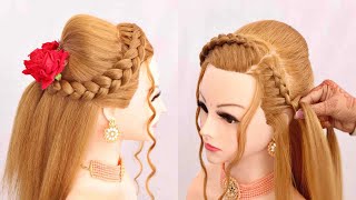 Open Hairstyle Simple & Easy | Beautiful Hairstyle For Long Hair | Hairstyle For Wedding Girls