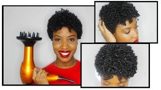 How To Use A Diffuser On Short Natural Hair | Updated Wash + Go Routine Post Big Chop