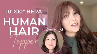 Extra Large Base My Truffle Brown Hair Topper With Cute Bangs! | Hair Topper Review