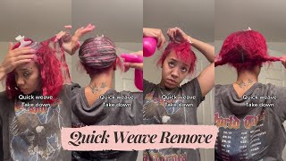 Detail Tutorial: Quick Weave Take Off + Glue Remove With Leave Out - 99J Hair Bundles | #Elfinhair