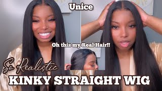 Fake A Blowout| Beautiful Kinky Straight Wig Ft. Unice Hair