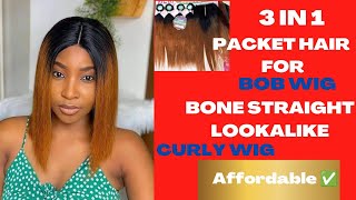 The Ultimate Blend Packet Hair To Achieve A Bob Wig, Bone Straight Look Alike, Curly Wig