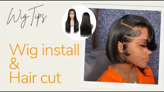 Side Part Bob  Protective Blunt Cut Bob Stylewith Frontal Wig Installing #Elfin Hair