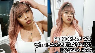Amazon Ombre Pink Wig With Bangs By Bogsea And Amazon Bonnet Review