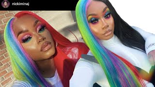 Nicki Minaj Posted Me!! Split Hair Dye Black & Rainbow | Laurasia Andrea