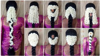10 Methods To Style With Jasmine Flower/Bridal Hairstyle Decoration/Mallipoo Jadai Alangaram
