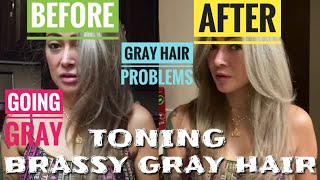 Going Gray | Gray Hair Transition | Toning Brassy Gray Hair With Apple Cider Vinegar + Water
