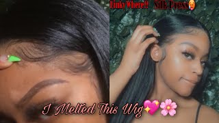 Melted Lace| Silk Press On Kinky Straight Wig| 360 Lace Front Wig Install Ft. Atina Hair