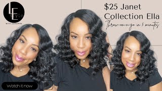 *New* $25 Janet Collection Ella Wig L Wavy Synthetic Bob L Throw-On-And-Go L No Lace To Cut!