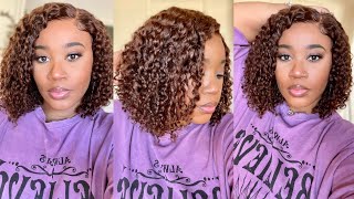 Wow! Soft Bouncy Curls | Brown Short Curly Bob With Airy Hairline | Myfirstwig