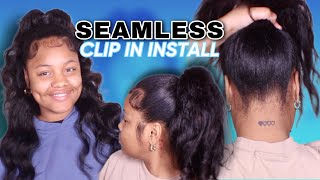 Seamless Ponytail Method With Clip Ins Ft. Elfin Hair | Natural Hair Styles