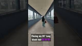 Flexing My Long Black Hair While Walking