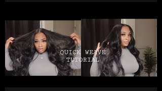 How To Do A Middle Part Quick Weave With Natural Leave Out (Very Detailed)