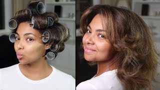I Tried Velcro Rollers On My Natural Hair | Voluminous Roller Set Hairstyle | (Ft. Luxy Hair)