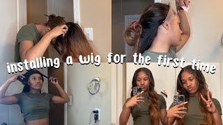 Installing A Lace Front Wig For The First Time: Synthetic Wig Install || Kamrynonline