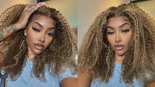 Voluminous Highlight Curly Lace Front Wig Install Ft. Unice Hair | Petite-Sue Divinitii