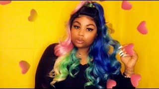 Unicorn Colored Synthetic Lace Wig| Zury Sis Fab | Som Rt Rainbow